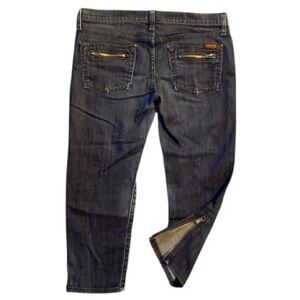 7 FAM Women's dark pedal pusher Jeans with Zipper Detail size 30